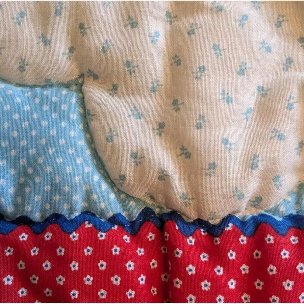 80s Wall Hanging Baby Quilt Rainbow Painter Artist Boy Primary Colors Decor Vtg